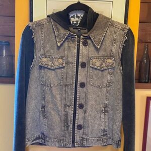 MISS ME Denim & Cotton Hoodie